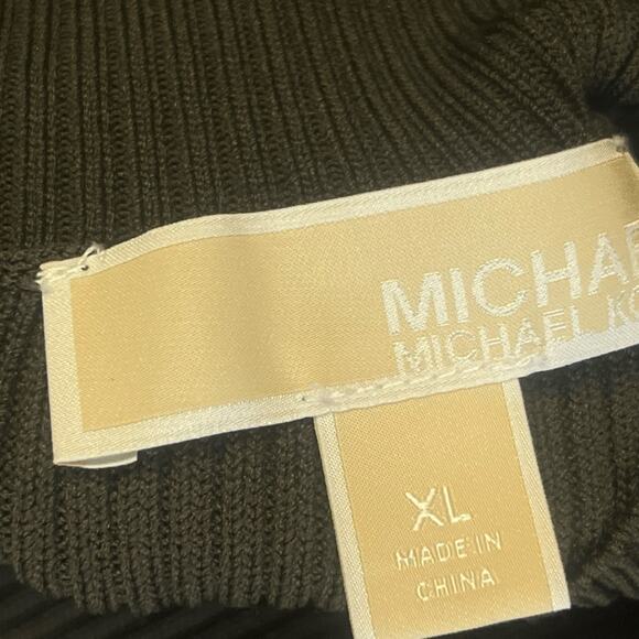 Michael Kors Logo Tape Ribbed Knit Sweater Dress XL Olive Green Luxury Spellout - Picture 5 of 8